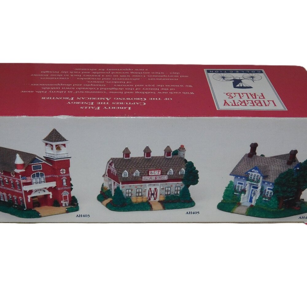 Liberty Falls Village Set Of 3 Fire Station, Oliver's Cabin & Bowling Saloon NIB